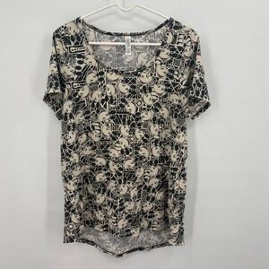 LuLaRoe Disney Mickey Mouse Geometric Print Scoop Neck T-Shirt Black Cream Large